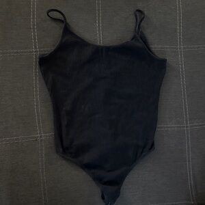 Black Ribbed Bodysuit